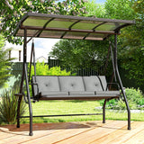 Metal Convertible 3 Seater Garden Swing Bench Bed - Velmora