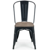 Metal Dining Chairs in Set Of 2 With Wooden Seat - Grafton
