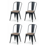 Metal Dining Chairs in Set Of 2 With Wooden Seat - Grafton
