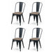 Metal Dining Chairs in Set Of 2 With Wooden Seat - Grafton