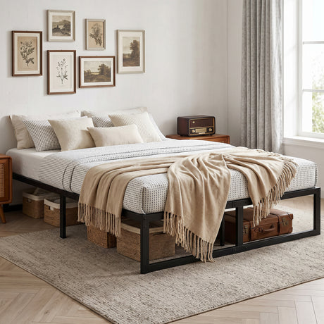 Metal Double Bed 135.6cm Wide - Velmora