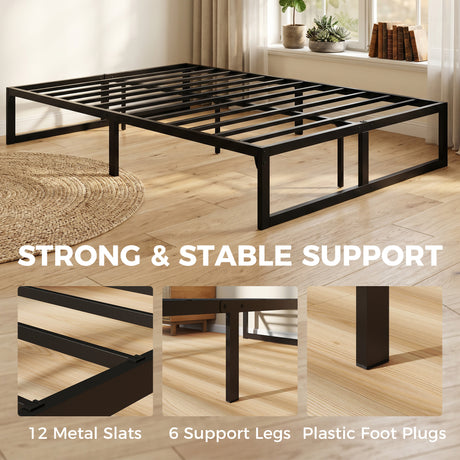 Metal Double Bed 135.6cm Wide - Velmora