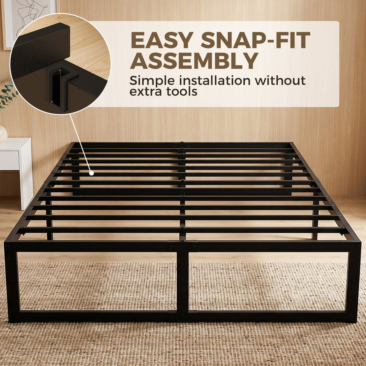 Metal Double Bed 135.6cm Wide - Velmora
