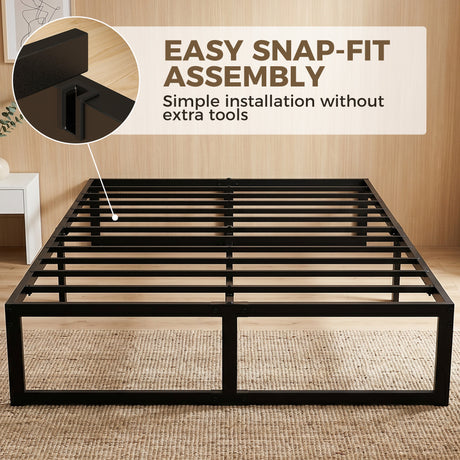 Metal Double Bed 135.6cm Wide - Velmora