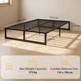 Metal Double Bed 135.6cm Wide - Velmora
