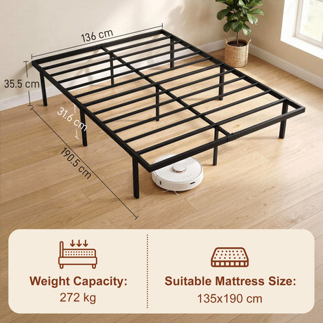 Metal Double Bed 136cm Wide - Velmora