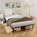 Metal Double Bed 140cm Wide With 28 Wooden Slats - Velmora