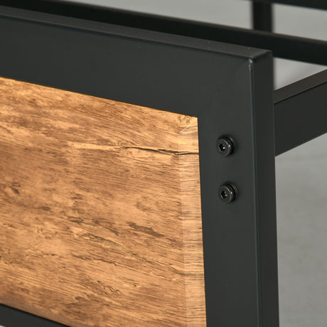 Metal Double Bed 141.5cm Wide With Wooden Headboard - Velmora