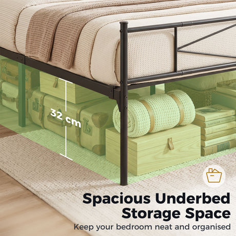Metal Double Bed 137.5cm Wide - Velmora