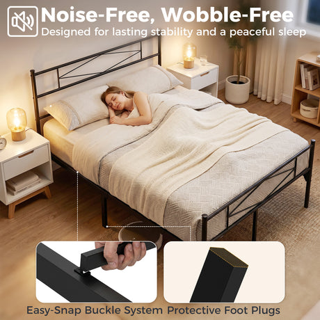 Metal Double Bed 137.5cm Wide - Velmora