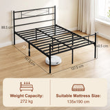 Metal Double Bed 137.5cm Wide - Velmora