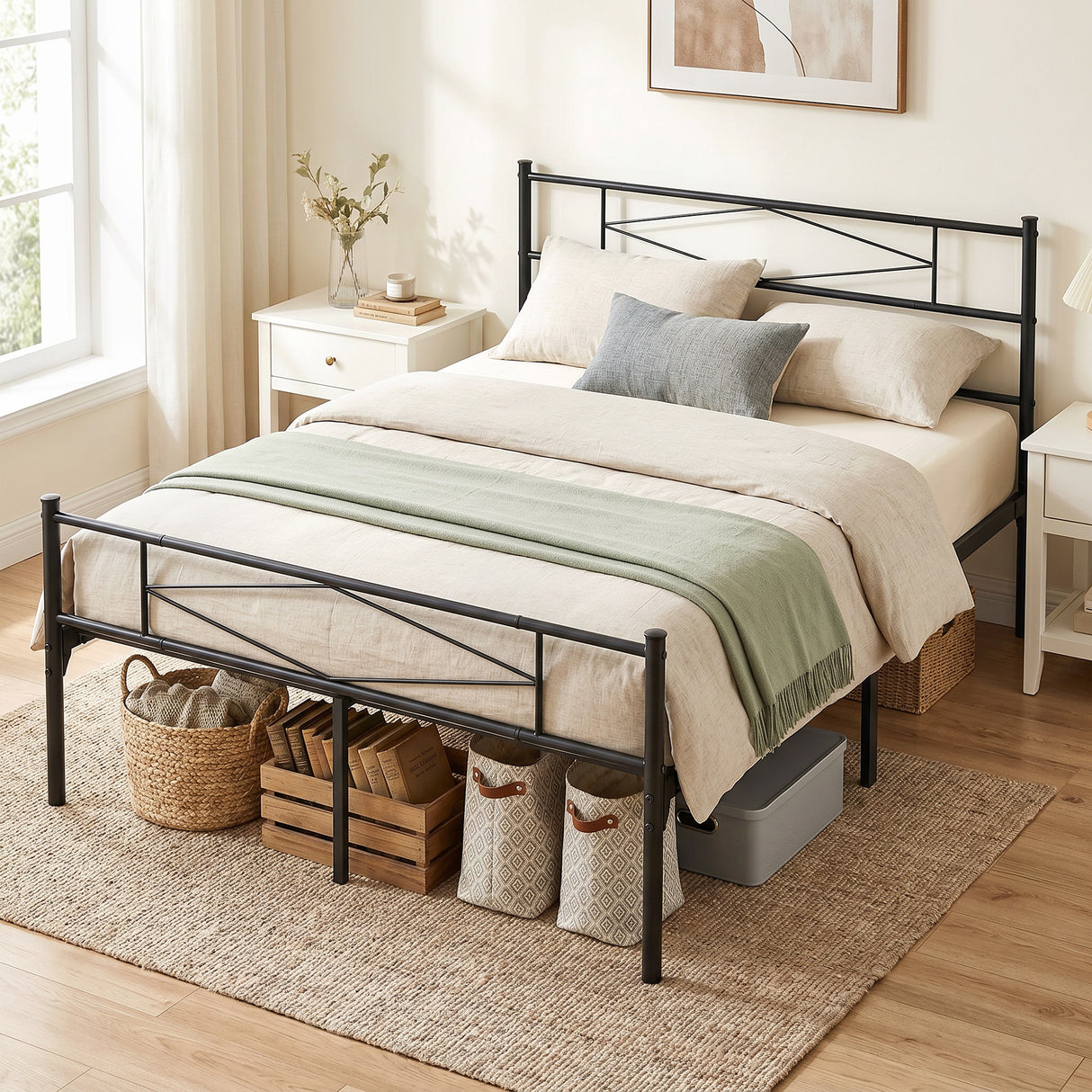 Metal Double Bed 137.5cm Wide - Velmora