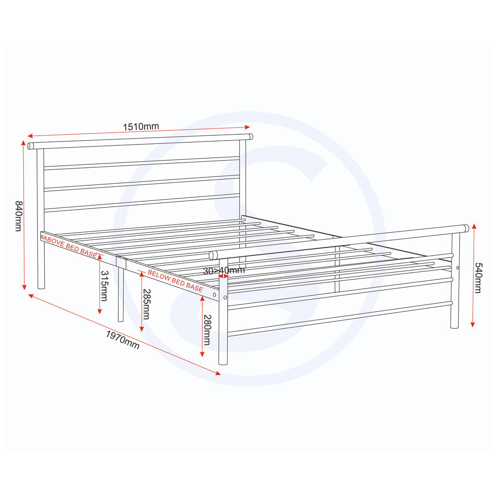 Metal Double Bed - Orion