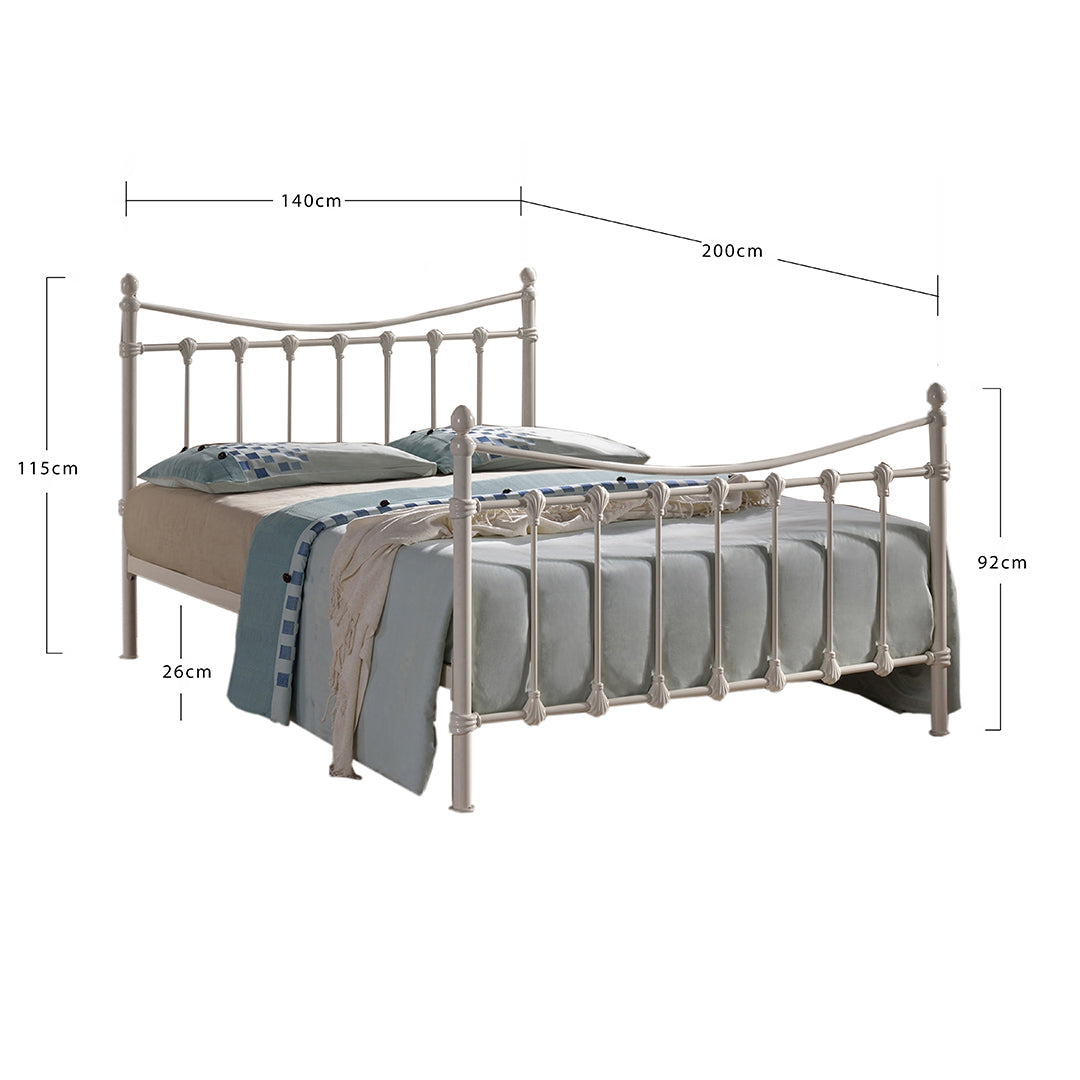 Metal Double Bed Victorian Style With Sprung Slatted Base - Florida