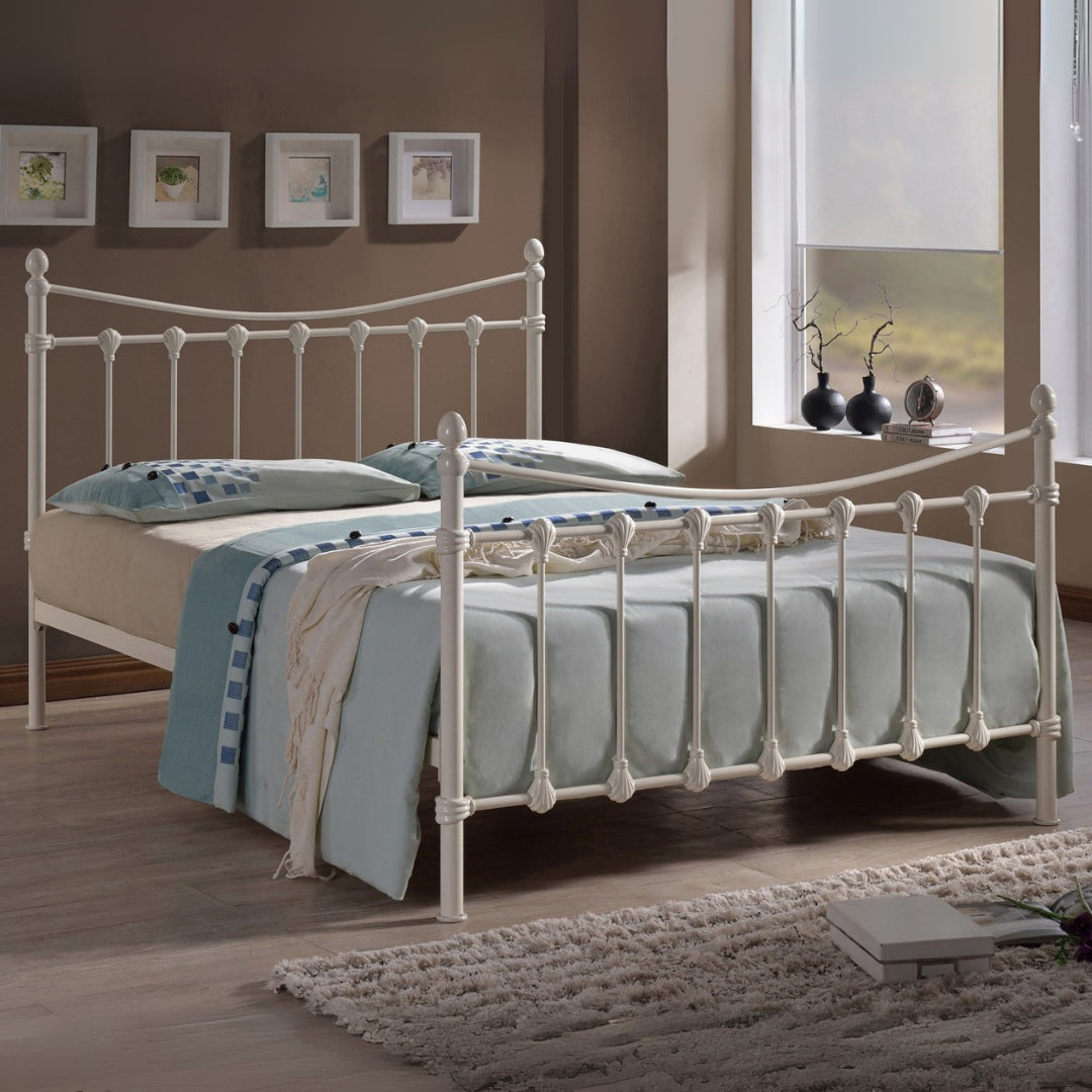 Metal Double Bed Victorian Style With Sprung Slatted Base - Florida