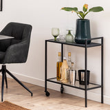 Metal Drinks Serving Trolley With Glass Top - Seaford