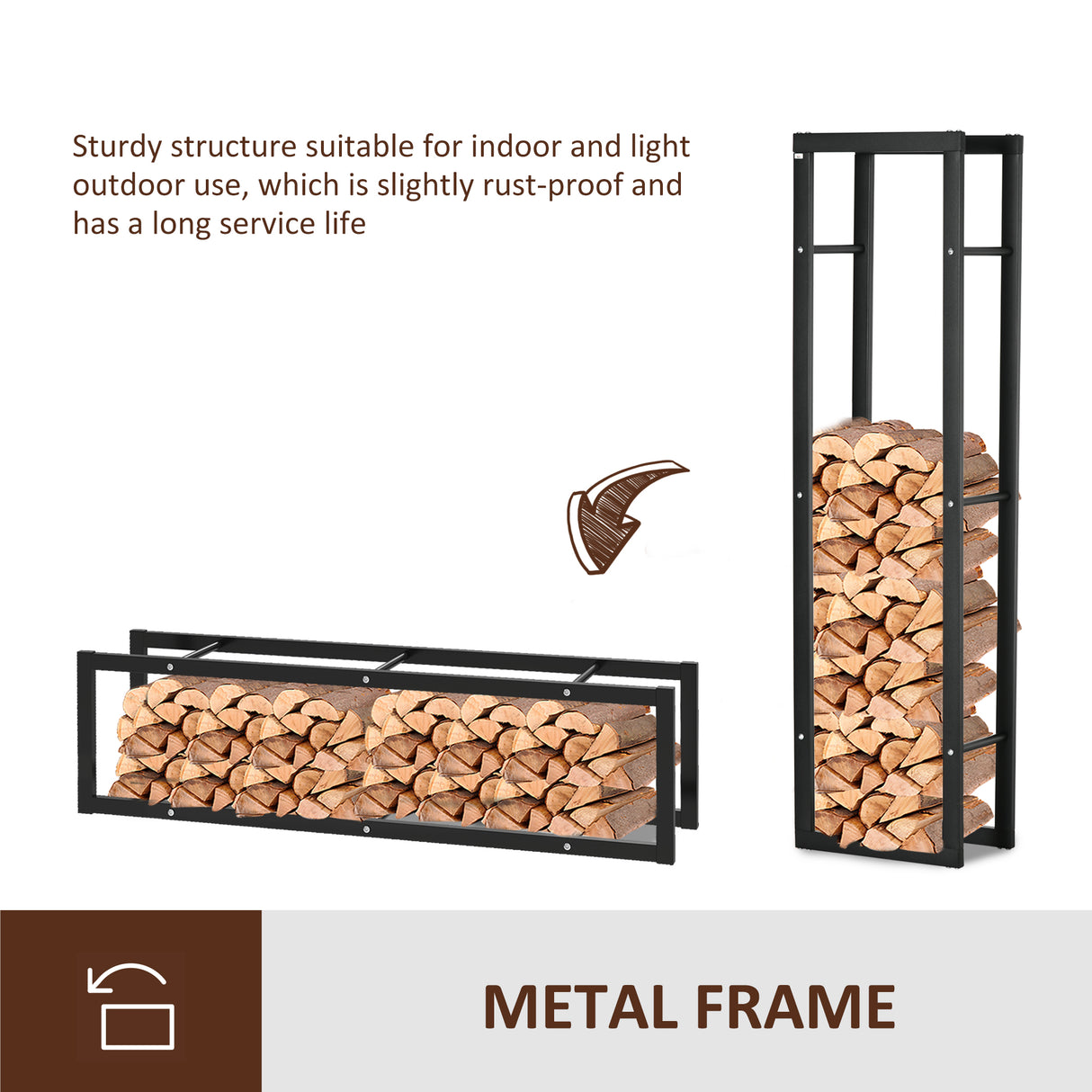 Metal Firewood Log Holder Tall 40cm Wide - Velmora