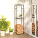 Metal Firewood Rack with Adjustable Shelf Log Holder - Velmora