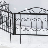 Metal Flower Bed Border Edging Garden Fence Panels 224cm in Set Of 4 - Velmora
