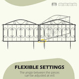 Metal Flower Bed Border Edging Garden Fence Panels 224cm in Set Of 4 - Velmora