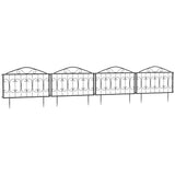 Metal Flower Bed Border Edging Garden Fence Panels 224cm in Set Of 4 - Velmora