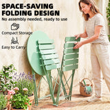 Metal Folding Garden Bistro Set With Round Table - Velmora