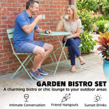 Metal Folding Garden Bistro Set With Round Table - Velmora