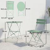 Metal Folding Garden Bistro Set With Round Table - Velmora
