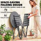 Metal Folding Garden Bistro Set With Round Table - Velmora