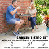 Metal Folding Garden Bistro Set With Round Table - Velmora
