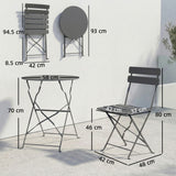 Metal Folding Garden Bistro Set With Round Table - Velmora