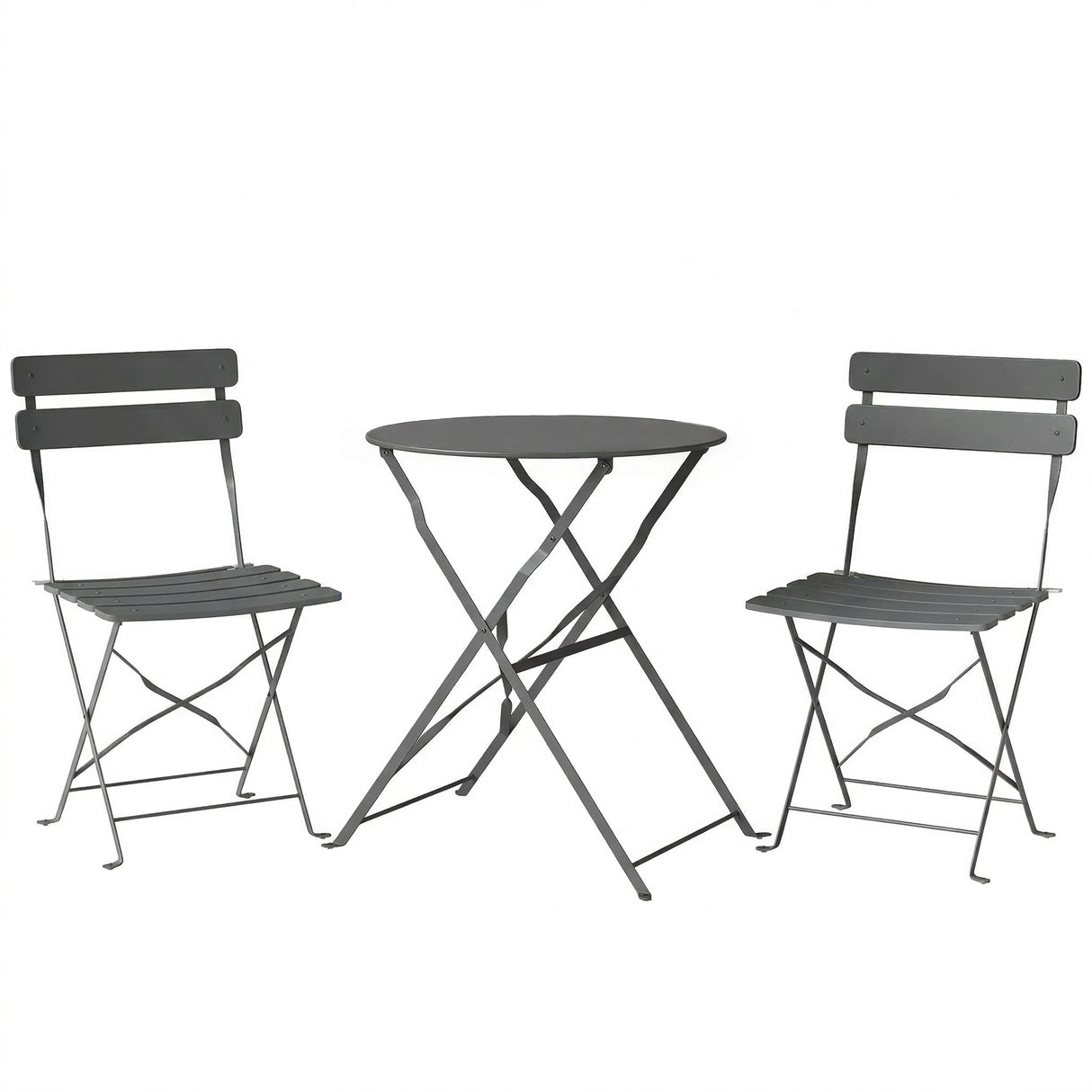 Metal Folding Garden Bistro Set With Round Table - Velmora
