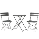 Metal Folding Garden Bistro Set With Round Table - Velmora
