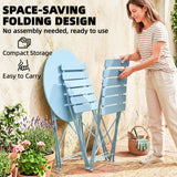 Metal Folding Garden Bistro Set With Round Table - Velmora
