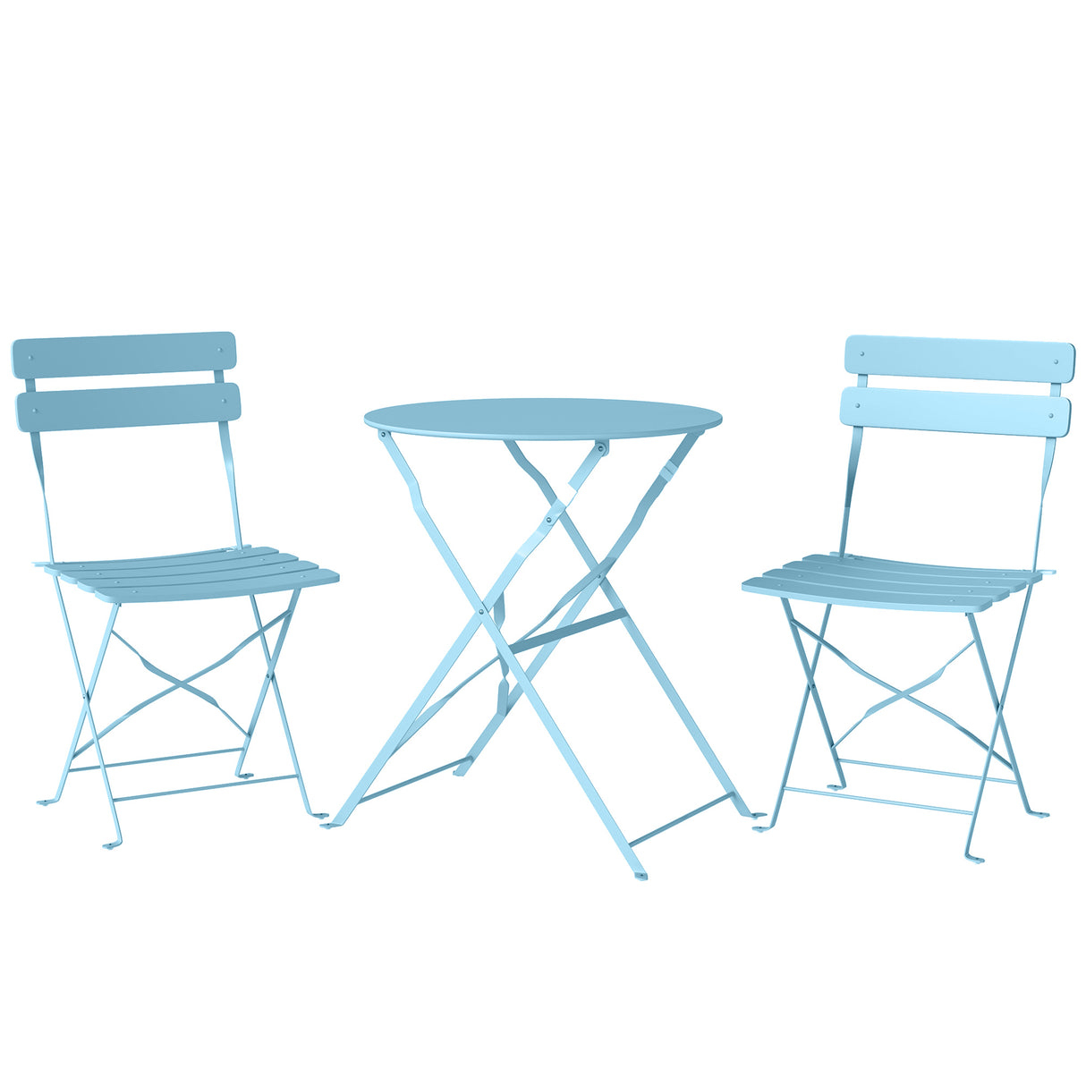 Metal Folding Garden Bistro Set With Round Table - Velmora