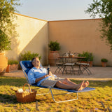 Metal Folding Garden Sun Lounger With Head Pillow - Velmora