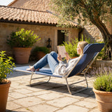 Metal Folding Garden Sun Lounger With Head Pillow - Velmora