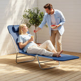 Metal Folding Garden Sun Lounger With Head Pillow - Velmora