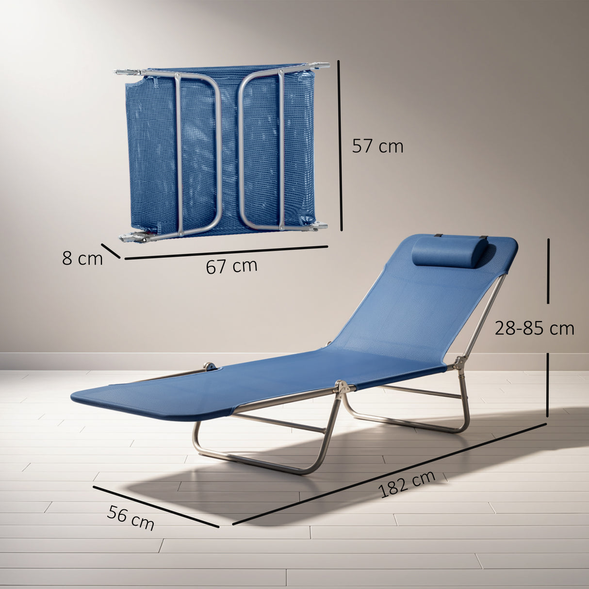 Metal Folding Garden Sun Lounger With Head Pillow - Velmora
