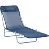 Metal Folding Garden Sun Lounger With Head Pillow - Velmora