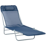 Metal Folding Garden Sun Lounger With Head Pillow - Velmora