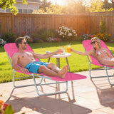 Metal Folding Garden Sun Lounger With Head Pillow - Velmora