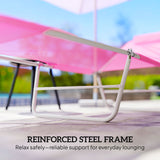 Metal Folding Garden Sun Lounger With Head Pillow - Velmora