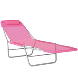 Metal Folding Garden Sun Lounger With Head Pillow - Velmora