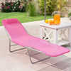 Metal Folding Garden Sun Lounger With Head Pillow - Velmora