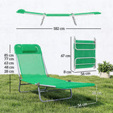 Metal Folding Garden Sun Lounger With Head Pillow - Velmora