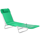 Metal Folding Garden Sun Lounger With Head Pillow - Velmora