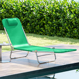 Metal Folding Garden Sun Lounger With Head Pillow - Velmora