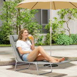 Metal Folding Garden Sun Lounger With Head Pillow - Velmora