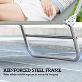 Metal Folding Garden Sun Lounger With Head Pillow - Velmora